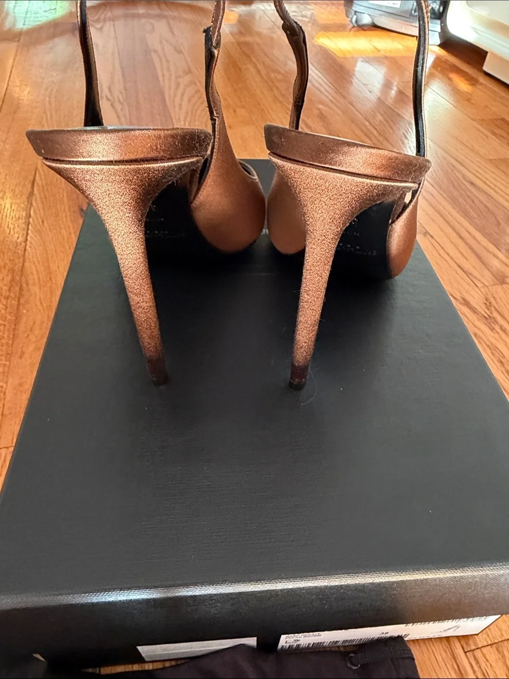 Saint Laurent silk satin Brown Pointed Zoé Slingback Pumps NEW